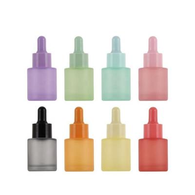 China Flat Shoulder Cylinder Dropper Bottle , Skin Care 20ml Glass Dropper Bottle for sale