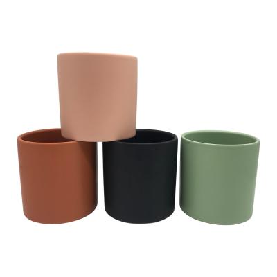 China Nordic Cylinder Candle Jars Matte Color Empty Ceramic Candle Vessel Candle Jars for sale