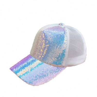 China COMMON Glitter Baseball Cap Colorful Bling custom logo Dad Hats For Women Sequins Shine Summer Mesh Trucker Hat Snapback Hip Hop Caps for sale