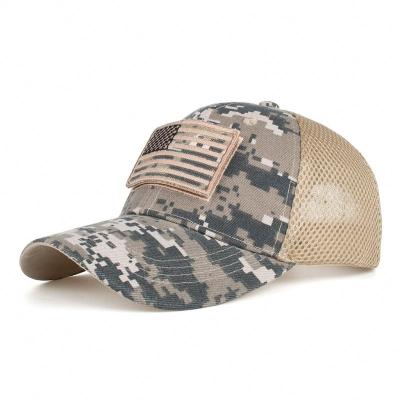 China COMMON hot selling hat Camouflage USA Patch Mesh Baseball Cap American Flag Hat Adjustable promotion custom logo soft sport cap for sale