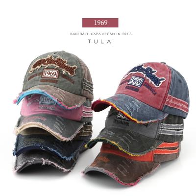 China COMMON New Washed Trending Milled Edges Old School Baseball Cap Distressed Vintage Custom Logo EmbroideryHats for Men And Women for sale