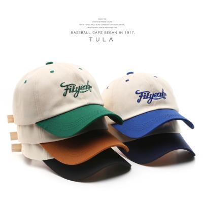 China COMMON Two color pre curved brim custom embroidery logo mens unstructured baseball dad hats caps from china for sale