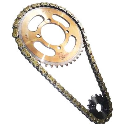 China Pakistan Motorcycle 1045 Chain And Sprocket Kits 428-100L 38/15T In Fine Blanking For Cg125 for sale