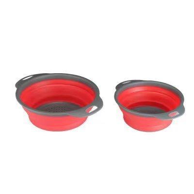 China Viable Strainer Collapsible Basket Silicone Kitchen Fruit Vegetable Colander Collapsible Small Washing Set for sale