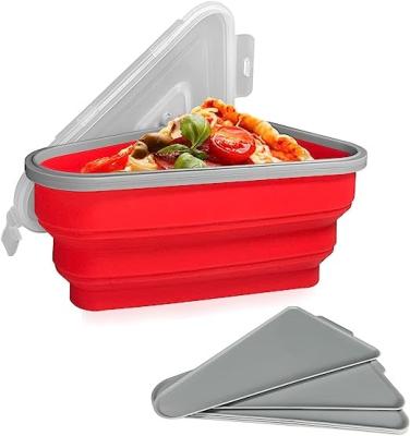 China Hot Sale Silicone Microwavable Collapsible Collapsible Reusable Pizza Slice Storage Box Surplus Container for sale