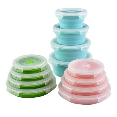 China Office 350ML Silicone Heatable Collapsible Folding Lunch Box Useful Food Storage Container Kids for sale