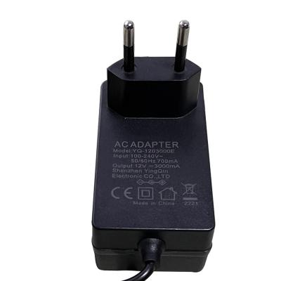 China Over voltage Spot Hot 12v 3A European Wall Plug CE UK CCC Power Adapter 77W AC DC Adapter Switching Power Supply Computer Router Adapter for sale