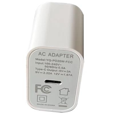 China Type-C Fast Type-C 5v/9V/12V PD20W Charger Adapter Travel 5v/9V/12V PD20W Fast Charger CE/FCC/ROSH Palladium 20W Charger CE/FCC/ROSH Palladium Cable for sale