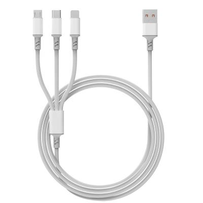 China White liquid drag three 1.2m fast charge one 3A explosive data cable suitable for IP mobile phone Android type-c three-in-one wire for sale