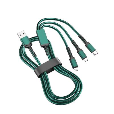 China 66W Fast Charge High Power Braided One-to-Three Data Cable Fully Compatible 6A Instant Charge Super Smart Fast Charging Cable for sale