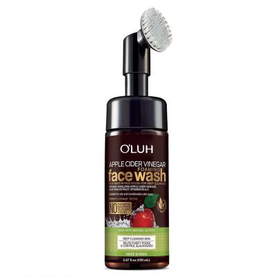 China Damage Apple Cider Vinegar Foaming Release Face To Wash Facial Cleanser With Brush Organic Deep Moisturizing Brush Facial Cleanser for sale