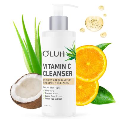 China Private label 100% pH-balance natural greenful vitamin C active ingredient mung bean blemish deep cleansing facial cleanser for sale