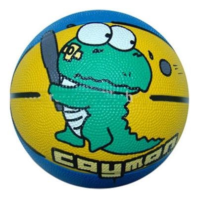 China Full Rubber Wholesale Indoor Sports Game Colorful Cartoons Printed Mini Rubber Child Basketball For Kids for sale