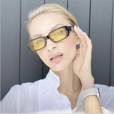 China New Eyewears Vintage Glass Fashion Sunglasses Ladies Square Rimless Rectangle Small Eyewears Woman for sale