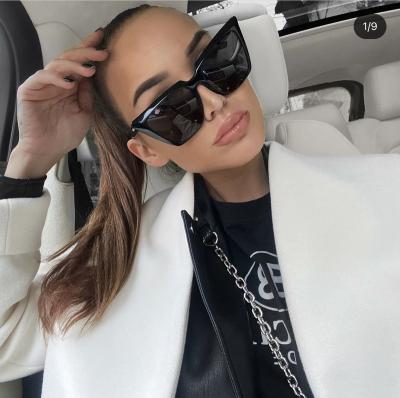 China 2021 European Style Sun Glasses NEW Cateye Sunglasses Women Fashion PC Sun Glasses Snap Street Fashion for sale