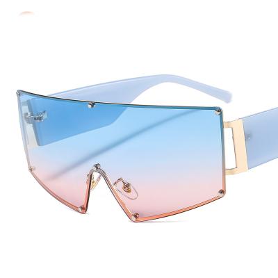 China Fashion Sunglasses Frameless Fashion Shades PC Rimless Sunglasses With Retro Lens One Piece Sunglasses For Woman for sale