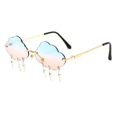 China Fashion Sunglasses Cloud Sun Glasses With Raindrops For Women Shape Party Rimless Sun Glasses 2021 for sale