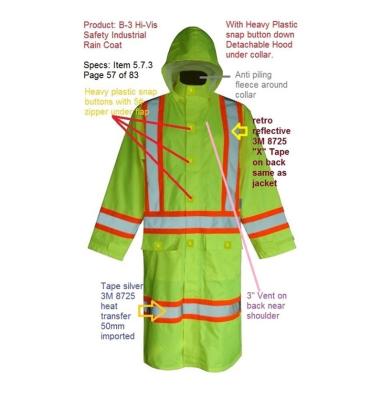 China Breathable 300D Ripstop PU Coating Long Style Waterproof Clothing High Visibility Waterproof Jacket for sale