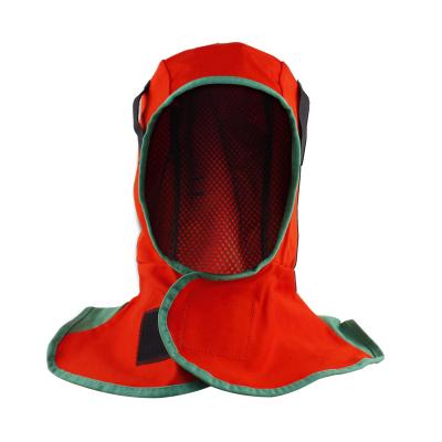 China Washable Fabric Orange Color Cotton FR Blowtorch Hood Neck Protective Helmet Head Flame Retardant Safety Hat for sale