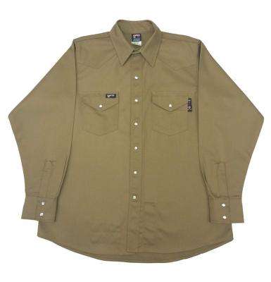 China NFPA 2112 ATPV RATE 9.9CAL FR Long Sleeve Flame Retardant Clothing or Weld Shirts Reusable Washable FR Long Sleeve Shirts for Men's Safety Working Protection in Khaki. for sale