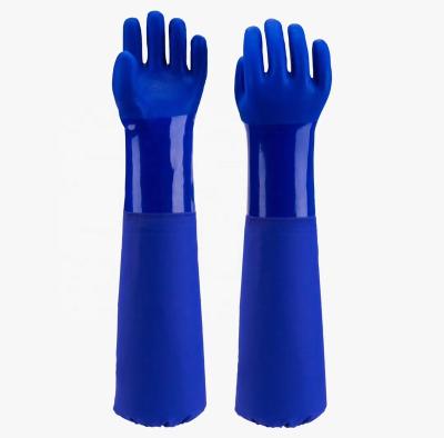 China Long Durable Waterproof Sandy Palm PVC Fishing Gloves 66 cm Long Sleeve Waterproof Sandy Palm PVC Work Gloves Fishing Gloves for sale