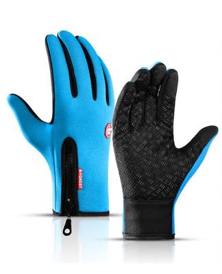 China Wholesale Waterproof Neoprene Touch Screen Glove Waterproof Windproof Outdoor Sports Blue Fabric With Touch Screen Fingers Outdoor Sports Diving Protective Glove for sale