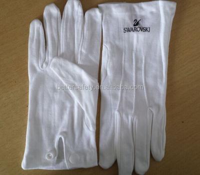 China 100% Cotton Softtextile Safety Glove 100% Stretch Cotton Fashion Show Style With Button Cuff Cotton Softtextile Safety Glove for sale