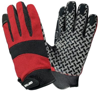 China Super-tacky palm and fingertips for a non-slip grip. High Performance Heavy Duty Professional Red Back Synthetic Leather Palm Cuff Adjustable Work Glove General Purpose TPR for sale