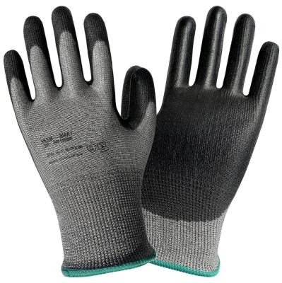 China Meat Processing Fiberglass Nylon PU Palm Cut Resistant Work Gloves 13 Gauge UHMWPE Fiberglass Blended Heavy Duty Processing Palm PU Work Gloves ANSI A4 Nylon Butcher Anti Cut Meat for sale