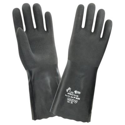 China Chemical Resistant Work Glove Winter Acid-Base Protection PVC Work Glove Cotton PVC Tank Top Rubber Protection Rough Finish Acid-Base Chemical Resistant Glove for sale