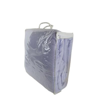 China Single Lilac Color PVC Single Fleece Blankets Square Handle Bag Package for sale