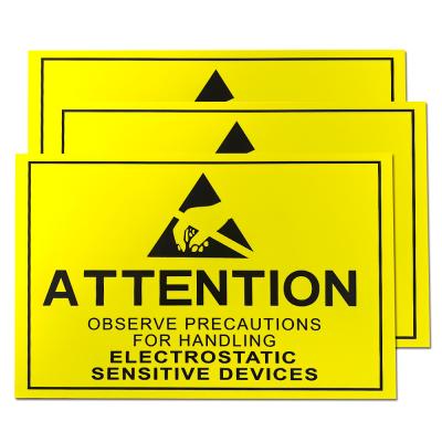 中国 Attention Static Control Area ESD Sign Size 20x30cm Yellow Rectangle For EPA 販売のため