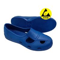 China Blue Durable Integrated Molding SPU Material ESD Antistatic Workshop Safety Four Holes Sandals for Cleanroom for sale