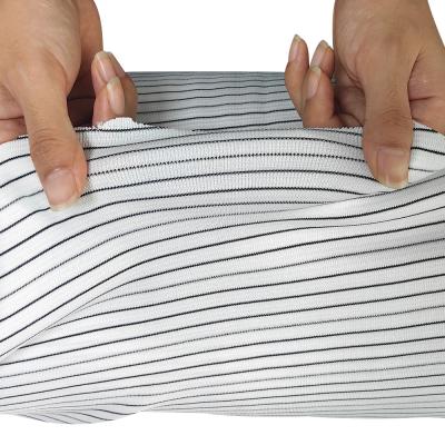 China White 6MM Stripe 240gsm Polyester Knitted ESD Anti-Static Rib Fabric for sale