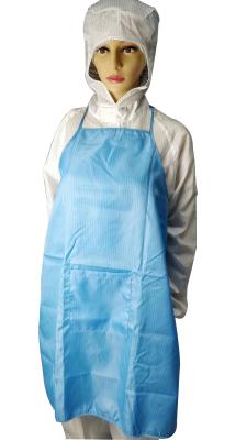 China White Blue ESD Apron Antistatic One Size Fits All One Pocket 98% Polyester 2% Carbon Fiber for sale