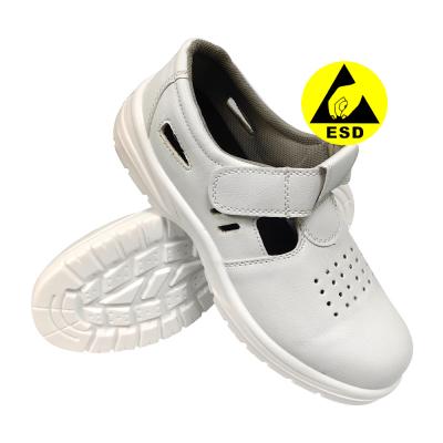 Chine Sol en PU blanc ESD Anti-statique Anti-écrasement chaussures de protection du travail respirantes Anti-statique en acier chaussures de sécurité à vendre