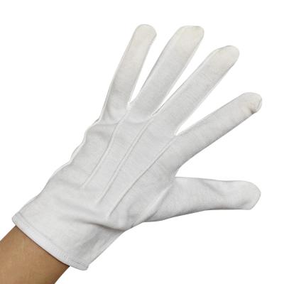 China Custom Logo 100% Cotton Jewelry Premium Marching Band White Cotton Gloves Working Gloves Ceremonial Gloves for sale