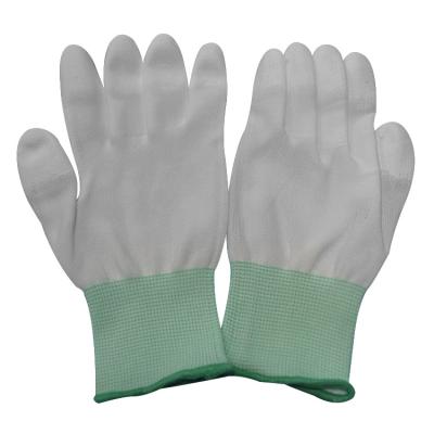 China White Polyester PU Fingertip Coated Safety Working Gloves Anti Slip for sale