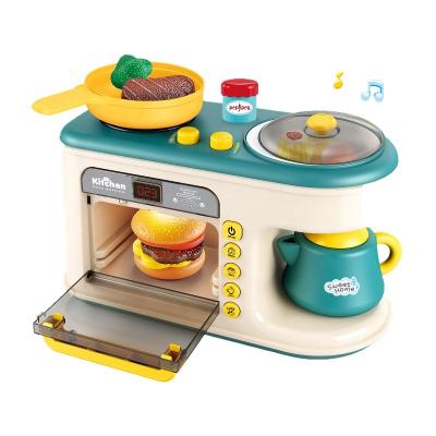 China Songrebo Plastic 47Pcs Pretend Toy Microwave Multifunctional Breakfast Game Machine Kids Kitchen Toy for sale