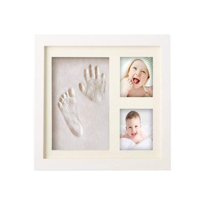 China Wooden Clay Baby Handprint Keepsake Baby Footprint and Footprint Makers Baby Frame Kit for sale