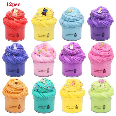 China 12 Pack Fruit Cake DIY Educational Toys Set Baby Toys Educational Diy Mud Kits Containers Cotton Mud for sale