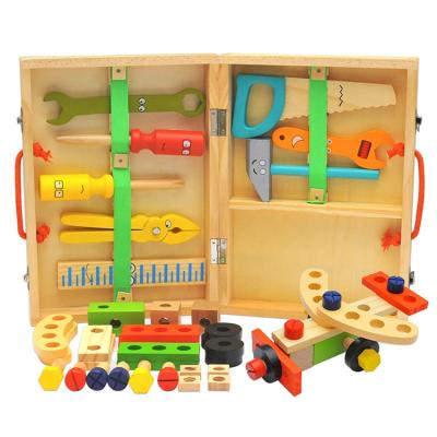 China Wooden Children's DIY Toolbox Electronic Toys Disassembly Nut Combination Portable Multifunctional Game Chamber Educational Building Toys for sale