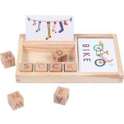 China Montessori Spelling Toy Early Educational Wooden Toys Kids Electronic Wooden Word Game Toys Spelling Toy for sale