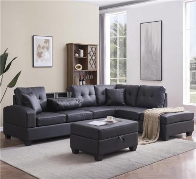 China Convertible Modern Lightweight Luxury Living Room Furniture L Shaped Simple Leather Combination Sofa With Storage for sale