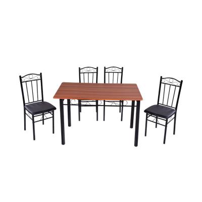 China Simple Durable Antique Style Furniture Morden Metal Dining Room Table Set Wood Metal Dining Table Set With 4 Pieces Chair Set for sale