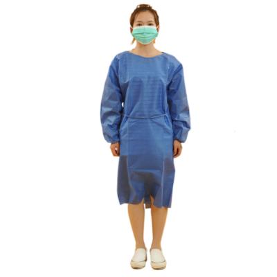 China Hospital Isolation Medical Surgical Disposable Gown Waterproof PE Laminated Nonwoven Surgery Gowns For Hospitals for sale