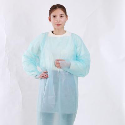 China Opening In The Back Thumb Hole Disposable Lab Cpe Surgical Gown for sale