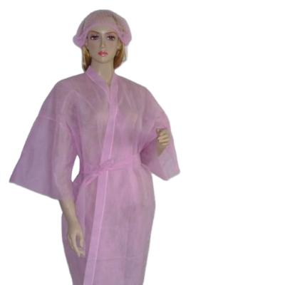 China One time use nonwoven clothing for women bathrobes/long kimono robe for spa for sale