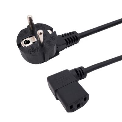 China Euro COMPUTER plug 3pin 90 to c13 degree right angle connector computer ac power cord for sale