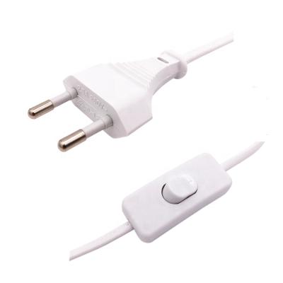 China Home Appliance 2.5A 2 Series Pins Euro VDE Salt Lamp Power Cord With 303 Switch for sale